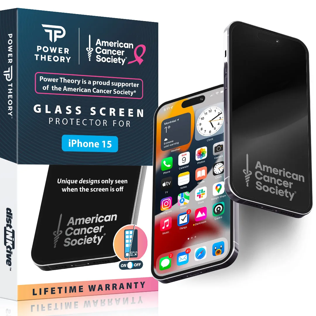 iPhone 15 Tempered Glass Screen Protector Benefitting The American Cancer Society [2-Pack]