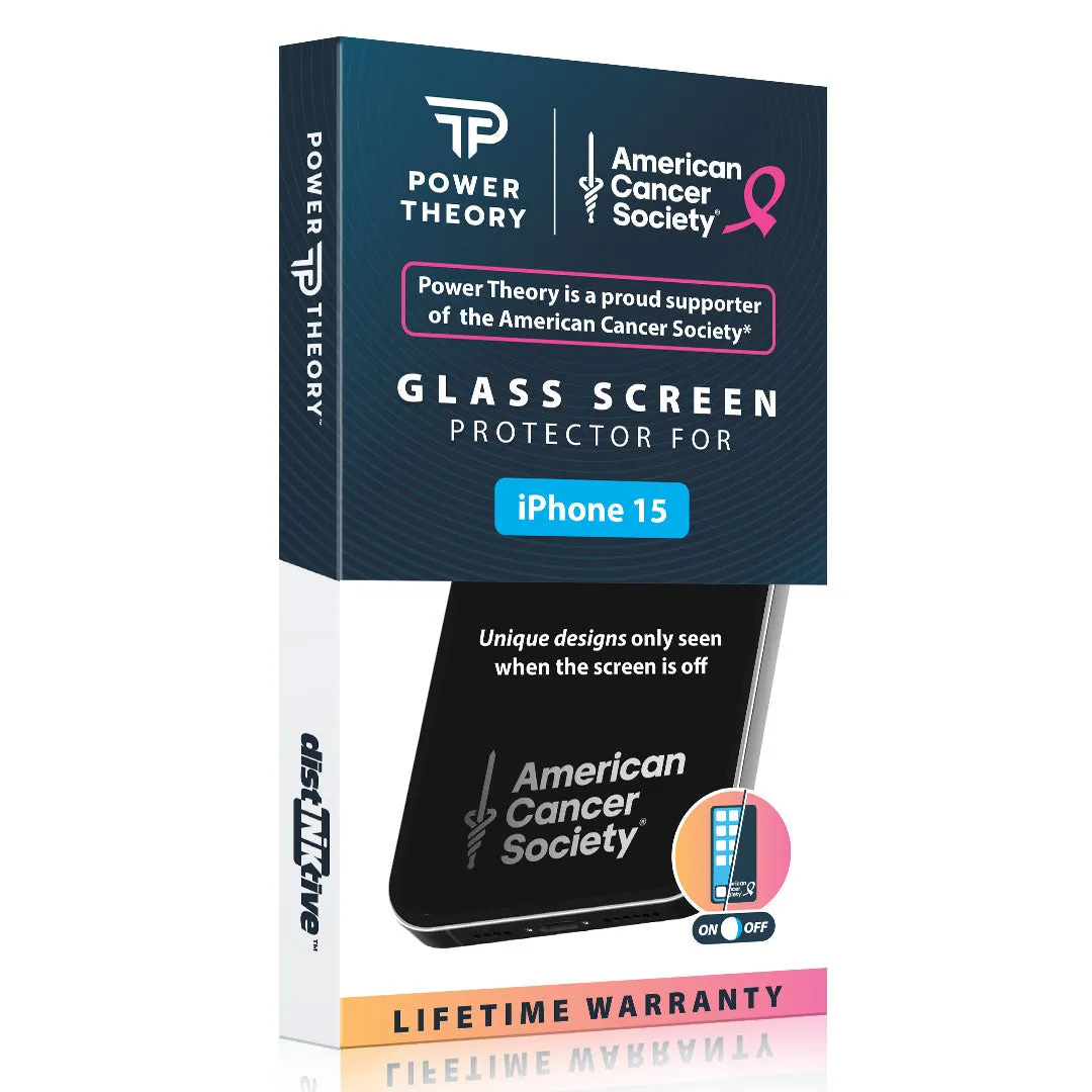 iPhone 15 Tempered Glass Screen Protector Benefitting The American Cancer Society [2-Pack]