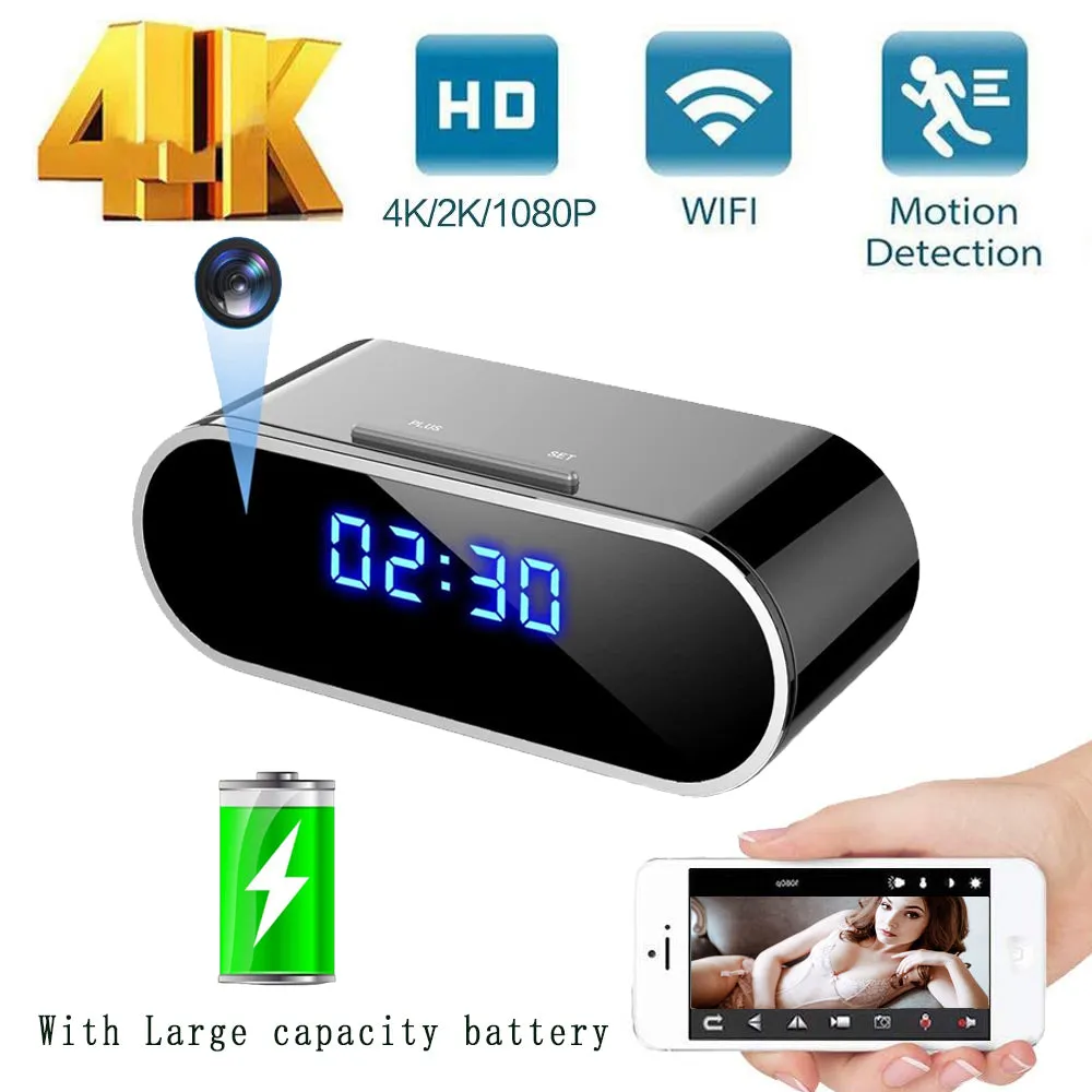 Mini Camera Clock HD WIFI Control Concealed IR Night Vision View Alarm DVR Camcorder Home Secret Invisible Surveillance camera