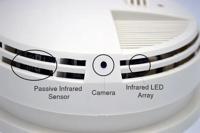 Night Vision Smoke Detector WiFi Hidden Camera  [Side View] [Battery Powered]