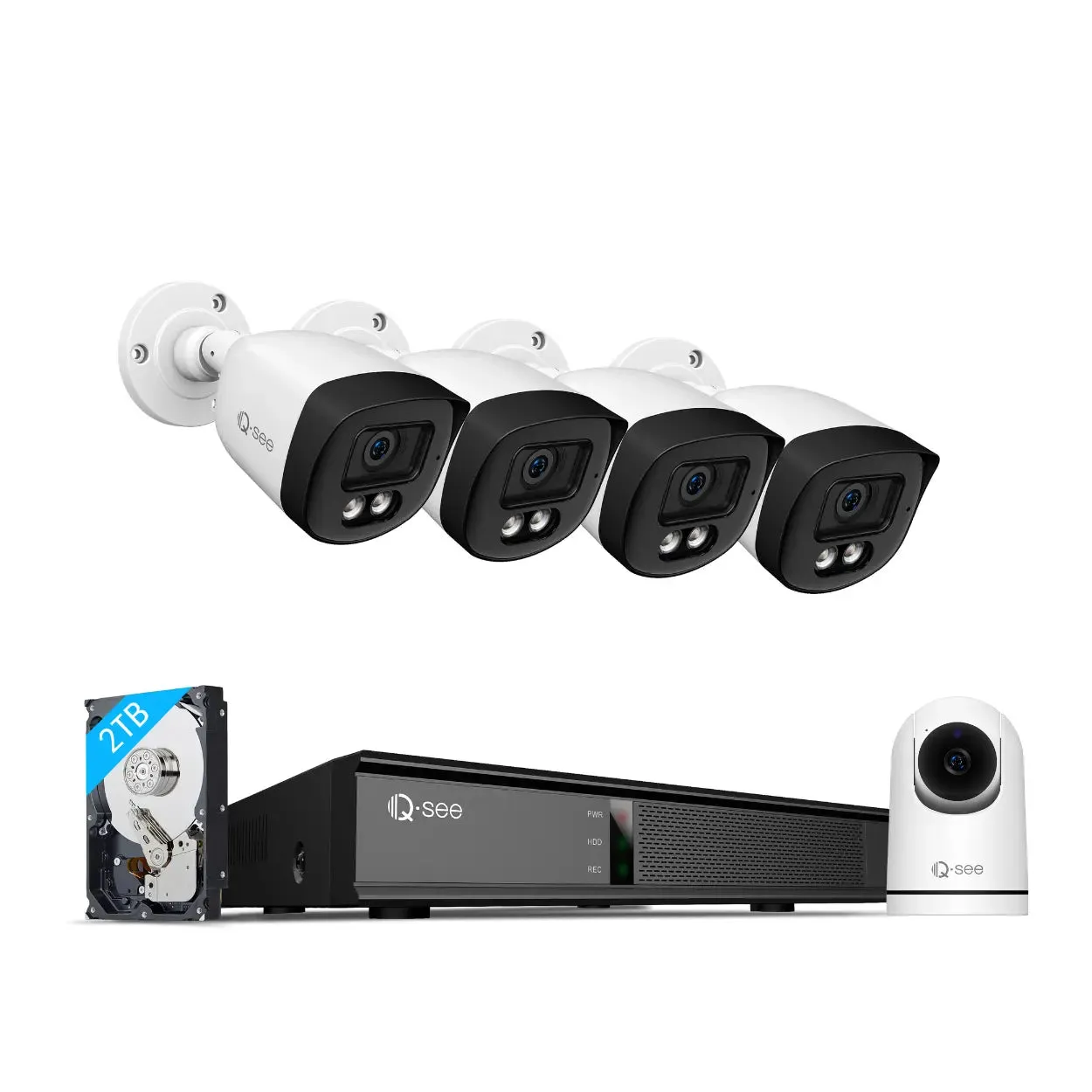 Qsee 5MP 2TB PoE NVR Security Camera System with Color Night Vision QP08045YC