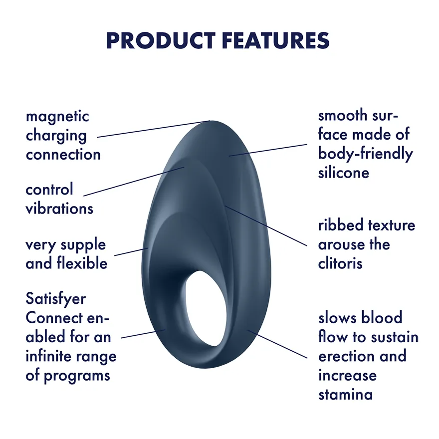 Satisfyer Mighty One Vibrating Cock Ring with Long-Distance App Control