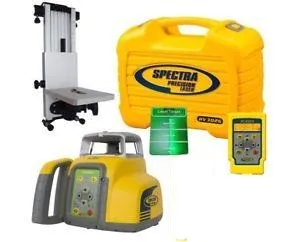 Spectra Precision HV302G Laser with RC402N, Wall Mount, Green Target & Rechargeable Batteries