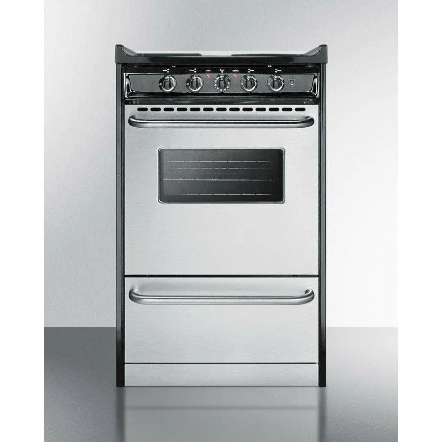 Summit 20 in. Wide Electric Coil Range with 4 Elements, 2.46 cu. ft. Total Oven Capacity, Storage Drawer, ADA Compliant, Storage Drawer - TEM110