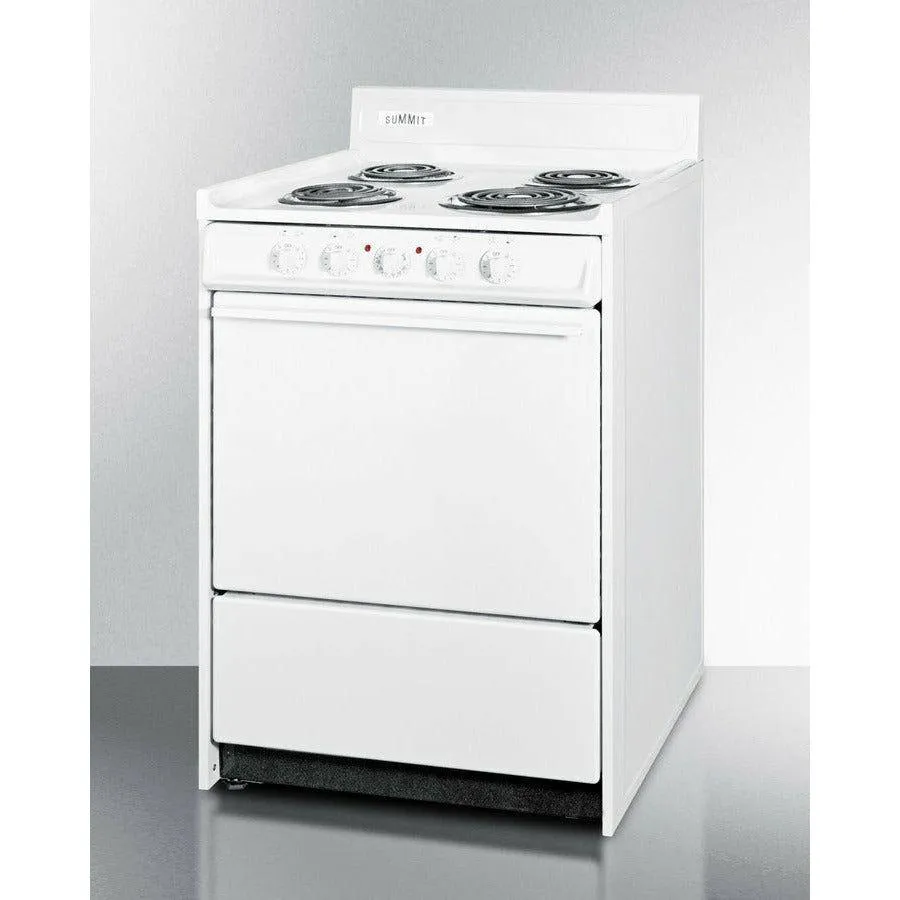 Summit 24 in. Wide Electric Coil Top Range with 4 Coil Elements, 2.92 cu. ft. Total Oven Capacity, Storage Drawer, ADA Compliant - WEM610