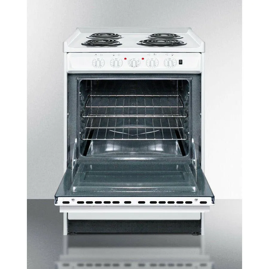 Summit 24 in. Wide Electric Coil Top Range with 4 Elements, 2.92 cu. ft. Total Oven Capacity, Storage Drawer, ADA Compliant, Storage Drawer - WEM610R