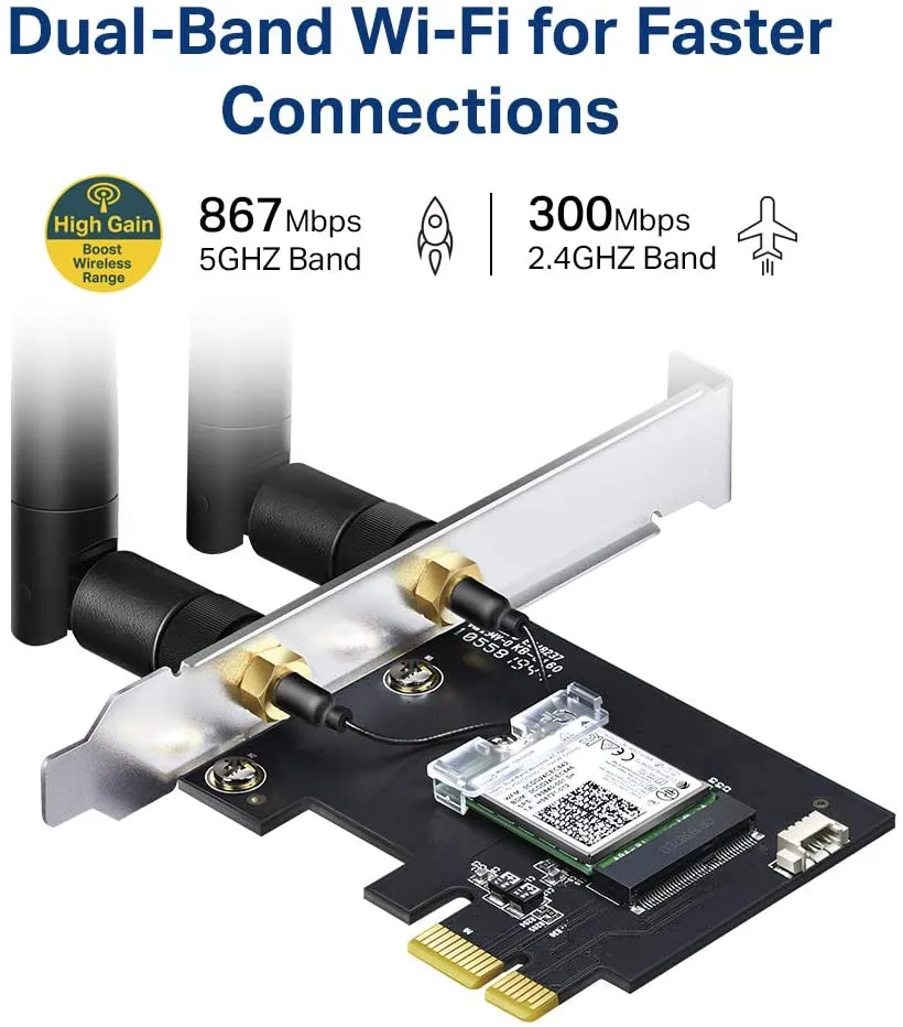 TP-LINK (Archer T5E) AC1200 (300 867) Wireless Dual Band PCI Express Adapter, Bluetooth 4.2