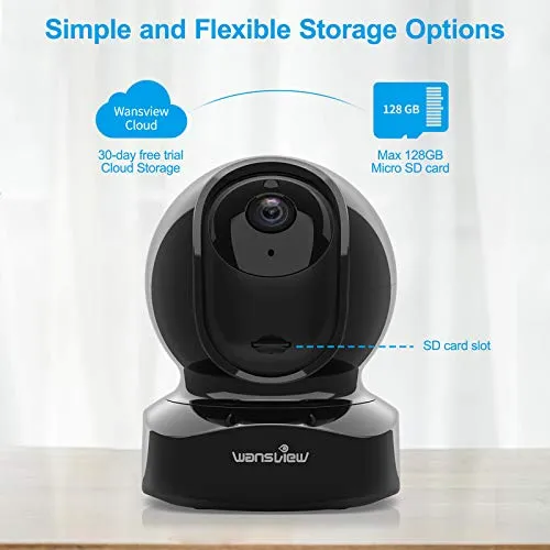 wansview WiFi IP Camera, 1080P Wireless Home Security Camera Q5 for Baby, Elder, Pet Camera Monitor with Motion Detection 2-Way Audio Night Vision Pan Tilt Zoom, Works with Alexa (Black)