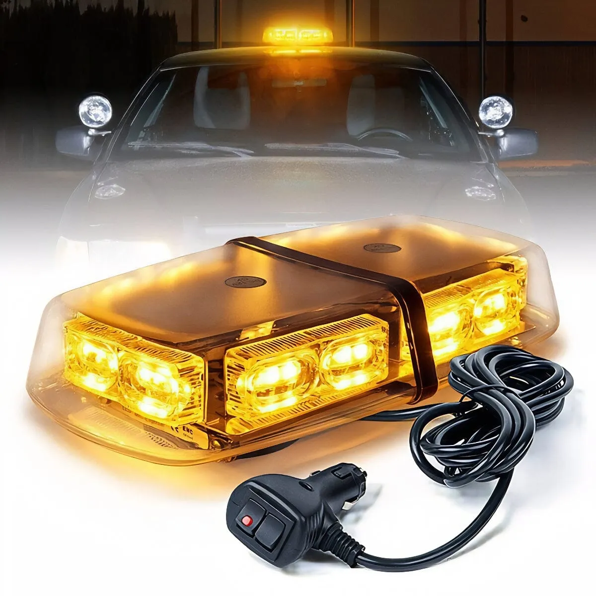 XPLEDPro™ Rooftop Strobe Light Bar: 36LED Amber/White, Magnetic Flashing Warning Hazard Advisor